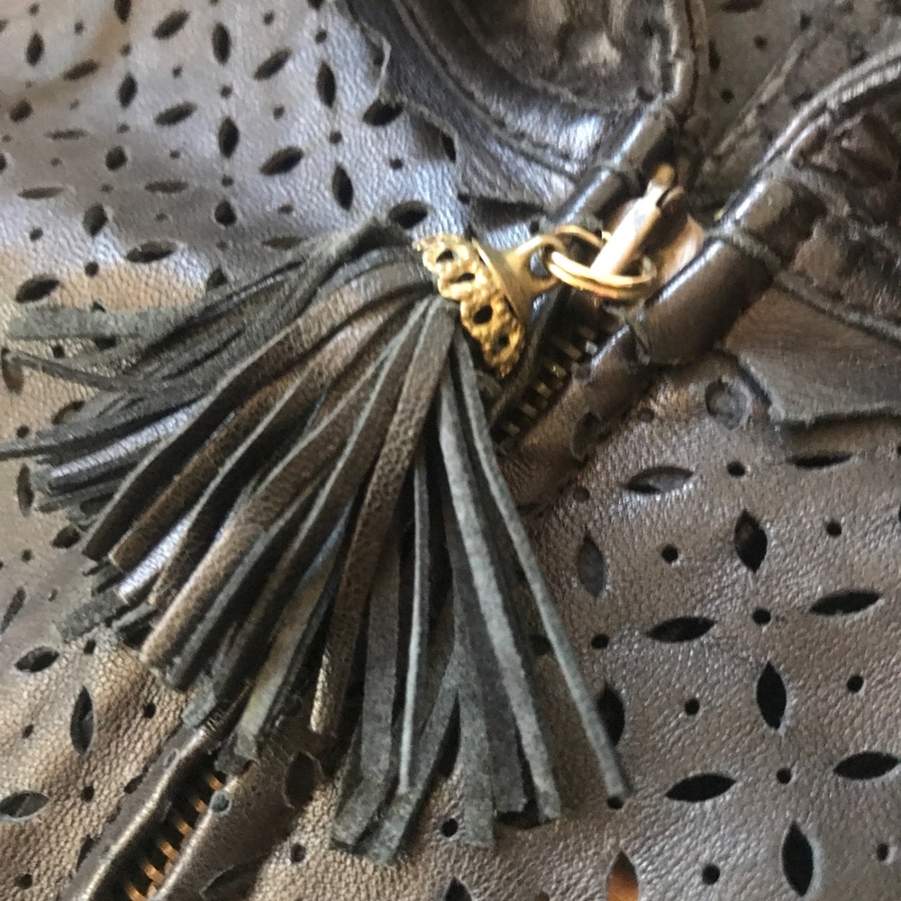 Versace Perforated Leather Jacket with Tassels and Hood - Picture 9 of 13